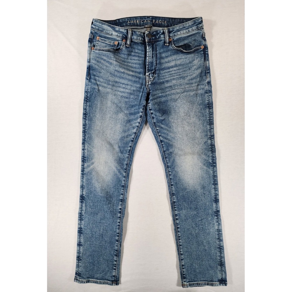 American Eagle Slim Jeans Mens 34x32 Blue Airflex+ Stretch Denim Faded Wash AE